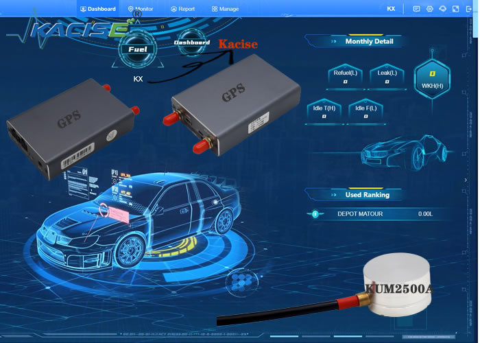 KUM2500A sensor de nível de combustível ultra-sônico para detecção de carro rastreador gps sem contato China produzir
