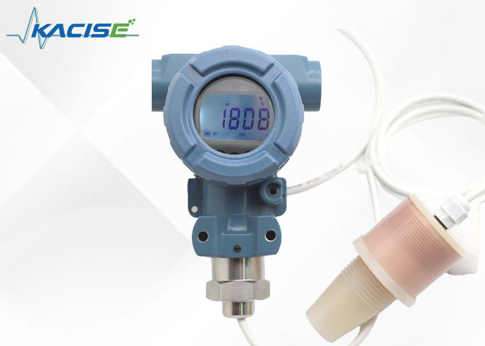 Sensor de nível ultrasônico KUS640 com exibição para medição contínua de líquidos e sólidos, com proteção IP65, saída RS485 e alcance de 1m~50m