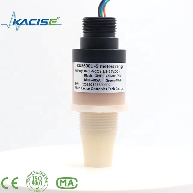 Medidor de nível de água ultrassônico inteligente de 5 m 5 V Saída RS485 PVDF Liquide Sensor de nível KUS600