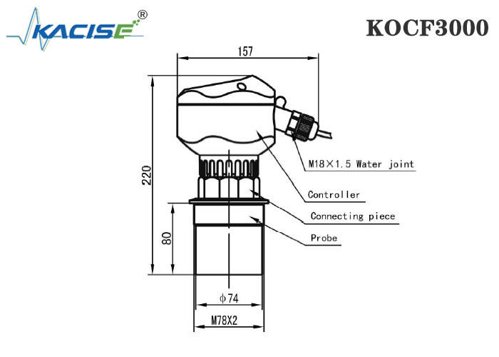 KOCF3000 Medidor de fluxo de canal aberto ultra-sônico com precisão de medição de 0,5% e comunicação de protocolo MODBUS para medição sem contato