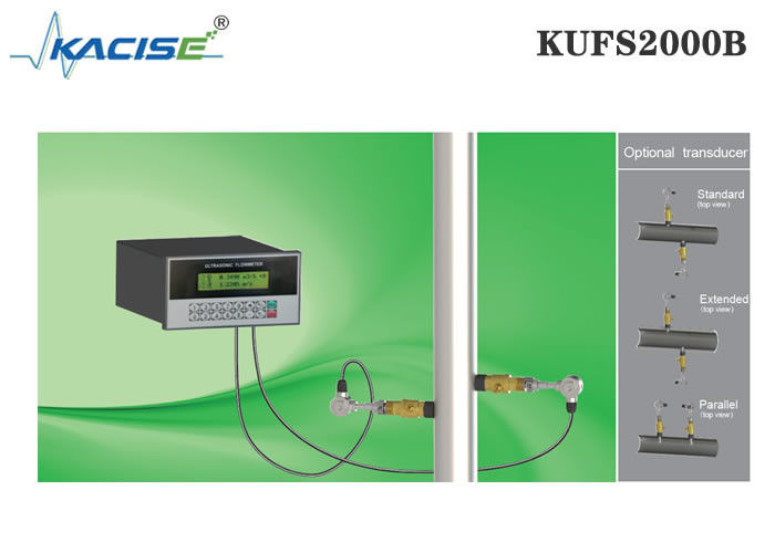 KUFS2000B Medidor de fluxo ultrasônico de inserção montado em painel com precisão de ± 1% para tubos DN50-DN6000 e interface RS485 MODBUS