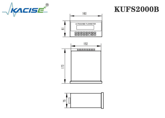 KUFS2000B Medidor de fluxo ultrasônico de inserção montado em painel com precisão de ± 1% para tubos DN50-DN6000 e interface RS485 MODBUS