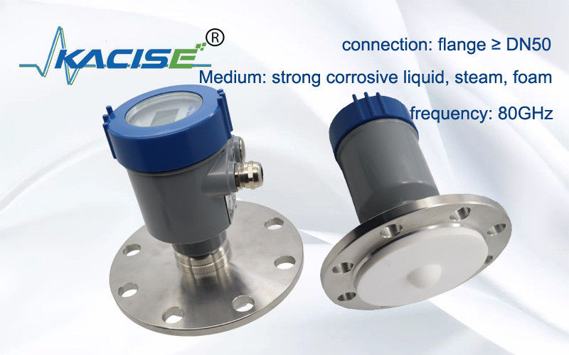 Sensor de nível de radar de 80 GHz KACISE OEM com saída de 4-20mA e proteção IP67 para medição de alto nível