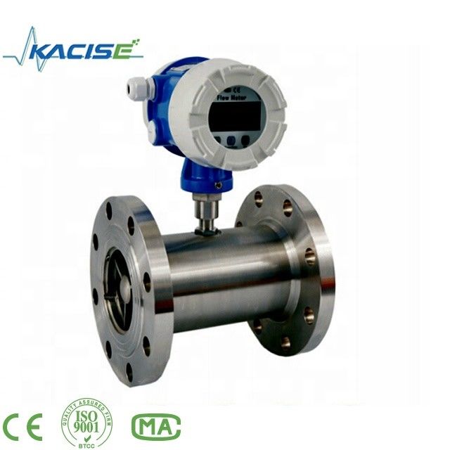 Medidor de caudal de turbina de alta precisão ±0,2% para diesel e óleo combustível com fonte de alimentação de 24VDC e construção em aço inoxidável