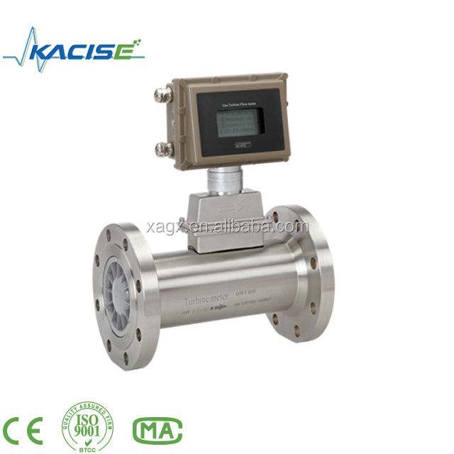 Medidor de fluxo de turbina a gás de material de carcaça SS304 com medidor de vazão de turbina digital ExdIIBT6 à prova de explosivos e precisão de ± 0,75%