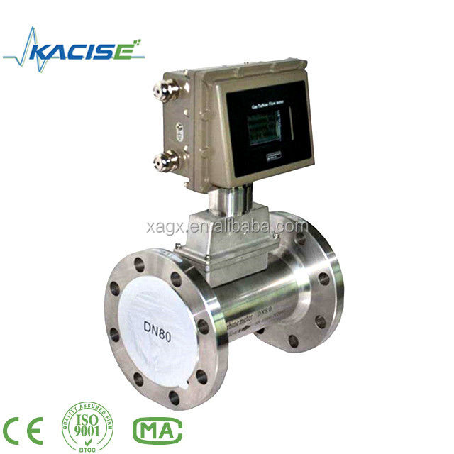Medidor de fluxo de turbina a gás de material de carcaça SS304 com medidor de vazão de turbina digital ExdIIBT6 à prova de explosivos e precisão de ± 0,75%
