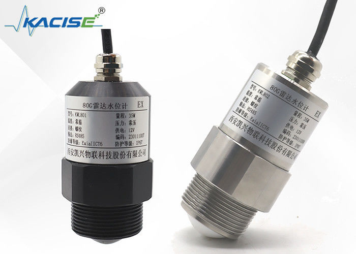 Transmissor de nível de radar FMCW série KLD800 de 80 GHz com antena PTFE resistente à corrosão e ângulo de lançamento de 3° para medição de líquidos e sólidos