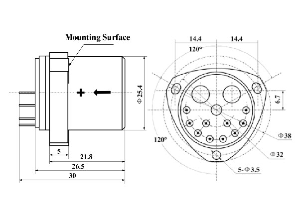 Capacidade de alta g Sensor de acelerômetro de quartzo industrial com faixa de entrada ± 80 g e limiar < 5 μ g