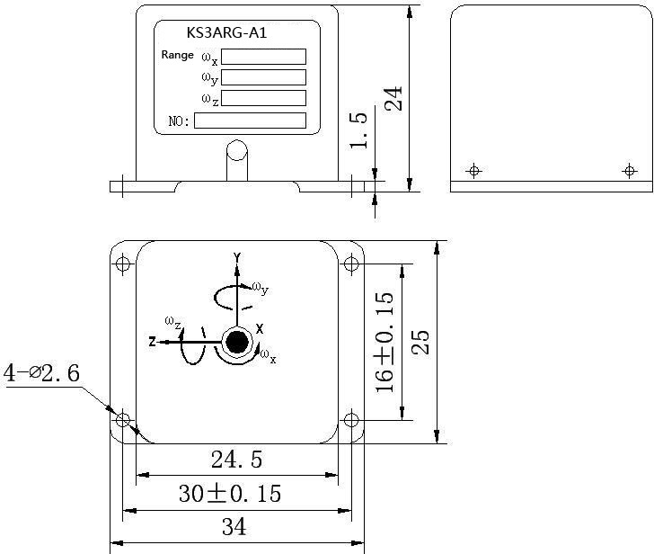 Giroscópio de taxa angular triaxial de baixa potência, pode ser aplicado a robôs, temperatura de armazenamento -65 ~ +125 (((°C), Peso ≤40 ((g)