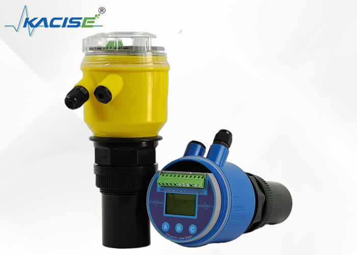 Métro de nível ultrasônico de ecrã LCD com saída dupla de quatro fios para fonte de alimentação DC12-28V em aplicações industriais