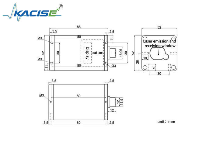 Sensor de alcance laser de alta precisão KLSB com alcance de medição de 30/60/100/150m, precisão de ±3 mm e frequência de 3...20Hz para transporte inteligente