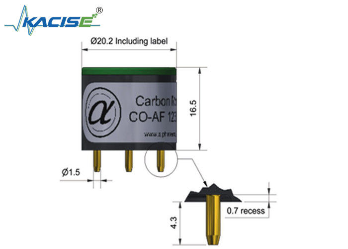 Sensor de monóxido de carbono CO-AF/CO-AF+ com sensibilidade de 55 a 90, tempo de resposta < 25 e alcance de 5000
