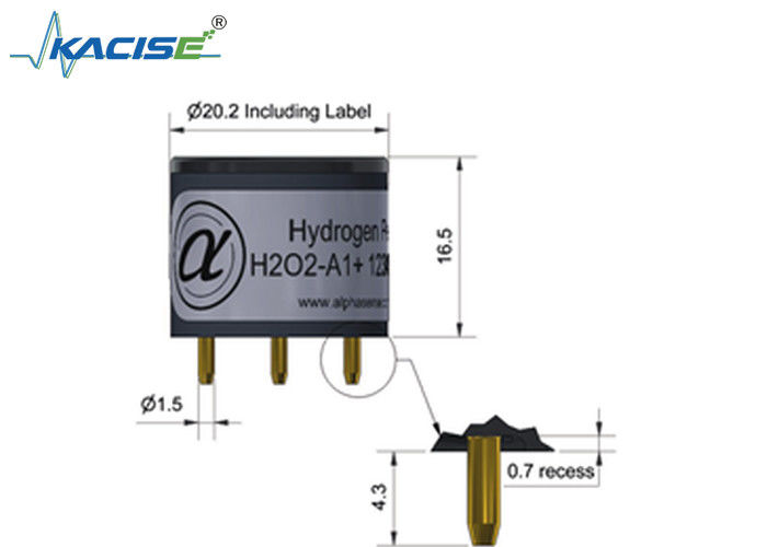 Sensor de peróxido de hidrogénio H202-A1/H202-A1+ com sensibilidade de 50 a 90, tempo de resposta < 25 e faixa de 2000