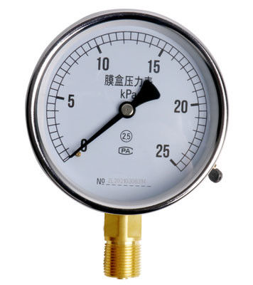 Manômetro de pressão KMC-YE-100 de aço inoxidável com grau de proteção IP65 e faixa de medição -1KPa-205KPa