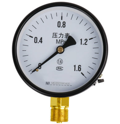 Medidor de pressão industrial KMC-Y100 - Diâmetro de 100 mm, ligação de cobre radial M20 × 1.5, concha de ferro