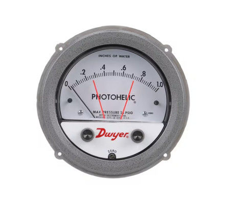 Dwyer A3000-250PA Pressure Switch/Gauge com faixa de 0-250 Pa, design funcional 3-em-1 e fator de forma compacto