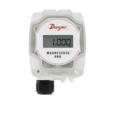 Transmissor de pressão diferencial Dwyer MSX-W20-PA Magnesense com detecção de pressão bidirecional, extração de raiz quadrada e saída de corrente de 4-20mA