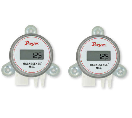 Transmissor de pressão diferencial Dwyer MSX-W20-PA Magnesense com detecção de pressão bidirecional, extração de raiz quadrada e saída de corrente de 4-20mA