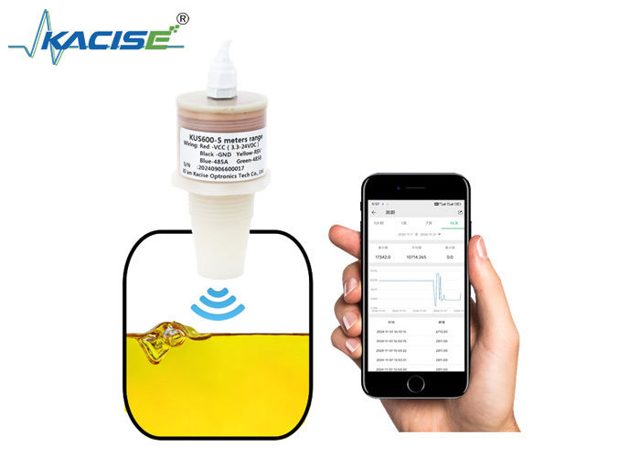 Medidor de nível de água ultrassônico inteligente PVDF 5m 5V RS485 saída liquide Sensor de nível KUS600