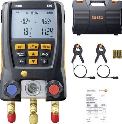 Kit coletor de refrigerante digital Testo 550 com conectividade Bluetooth 60 perfis de refrigerante e design robusto