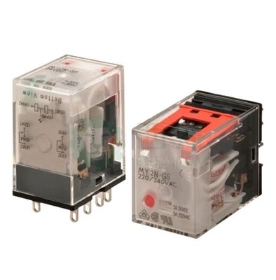 Relais de propósito geral OMRON MY2-GS com operação 24VDC, resistência à bobina de 662 Ω e formulário de contacto DPDT